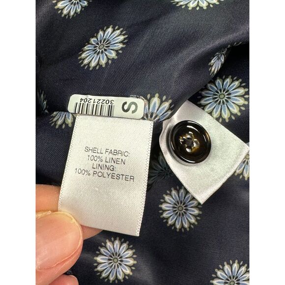 BAIRD MCNUTT 100% Linen Navy Windowpane Plaid Vest Pocket Square, Sz M - Picture 7 of 8